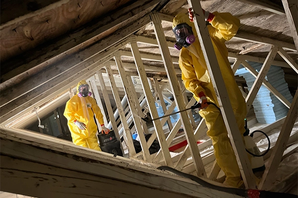 Mold remediation technicians at work