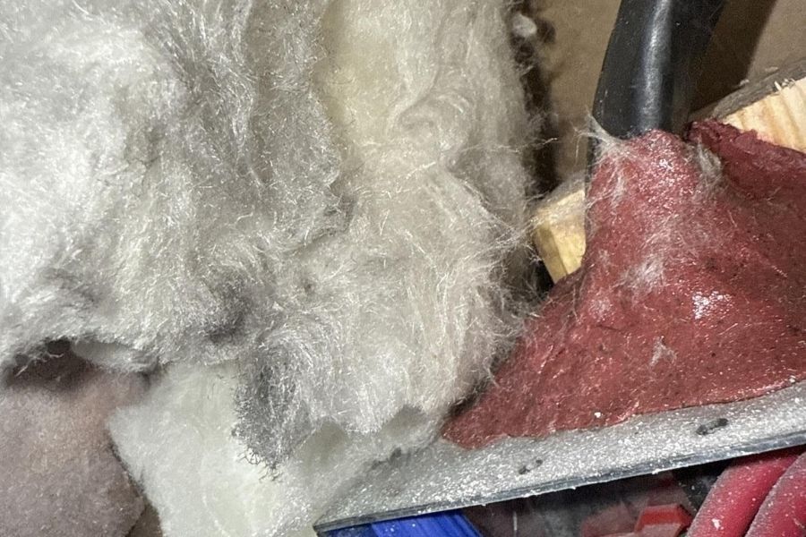 Insulation contaminated with smoke damage