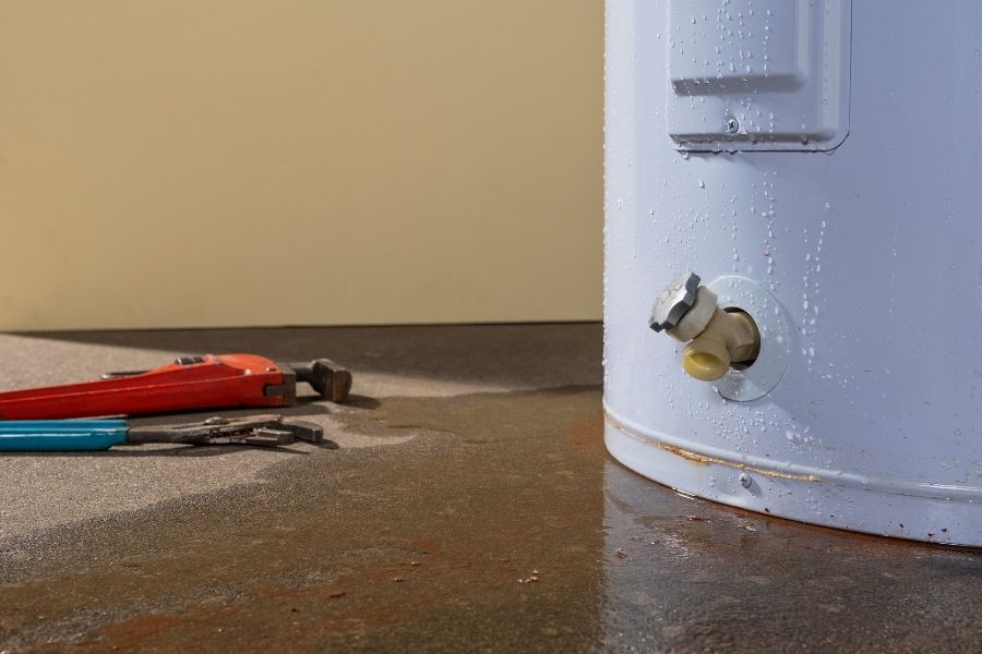 Water heater leak causing floor damage