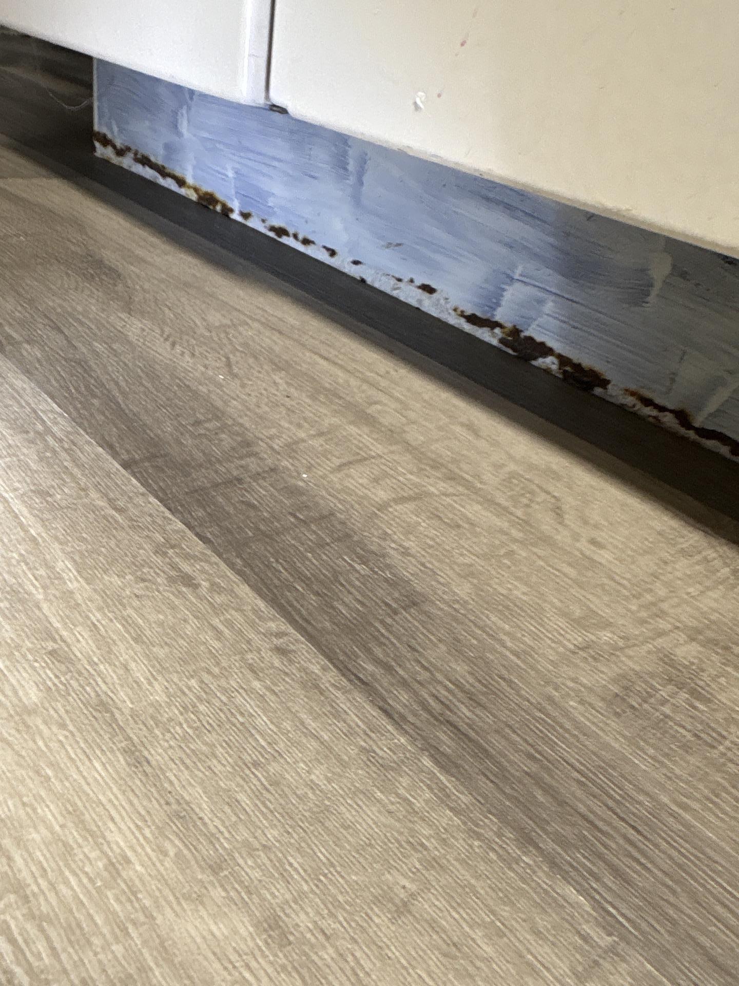 Previous water damage showing staining and deterioration