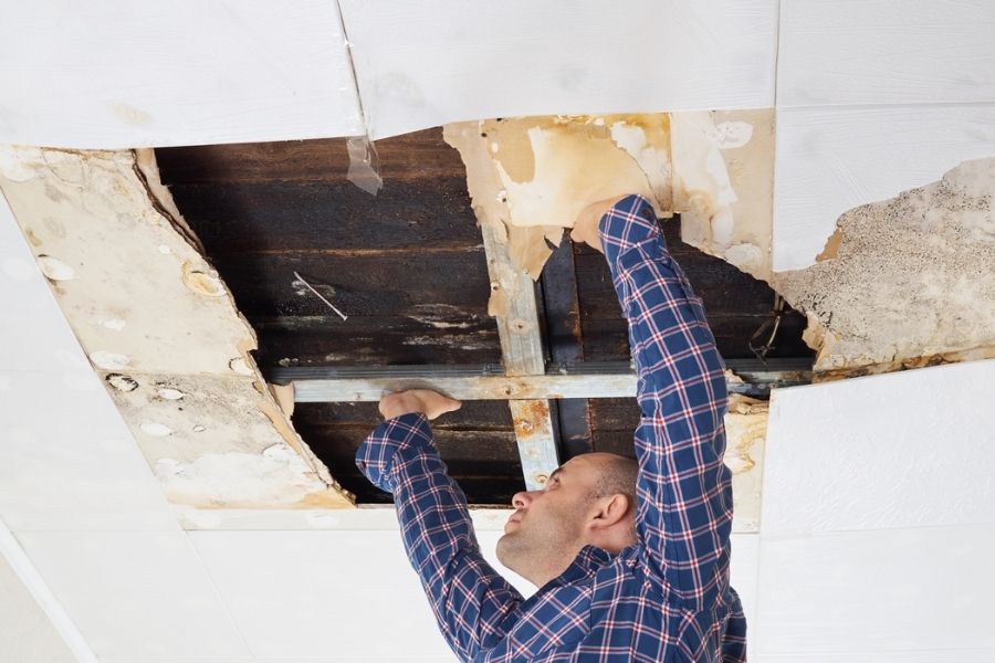 Water damage to ceiling