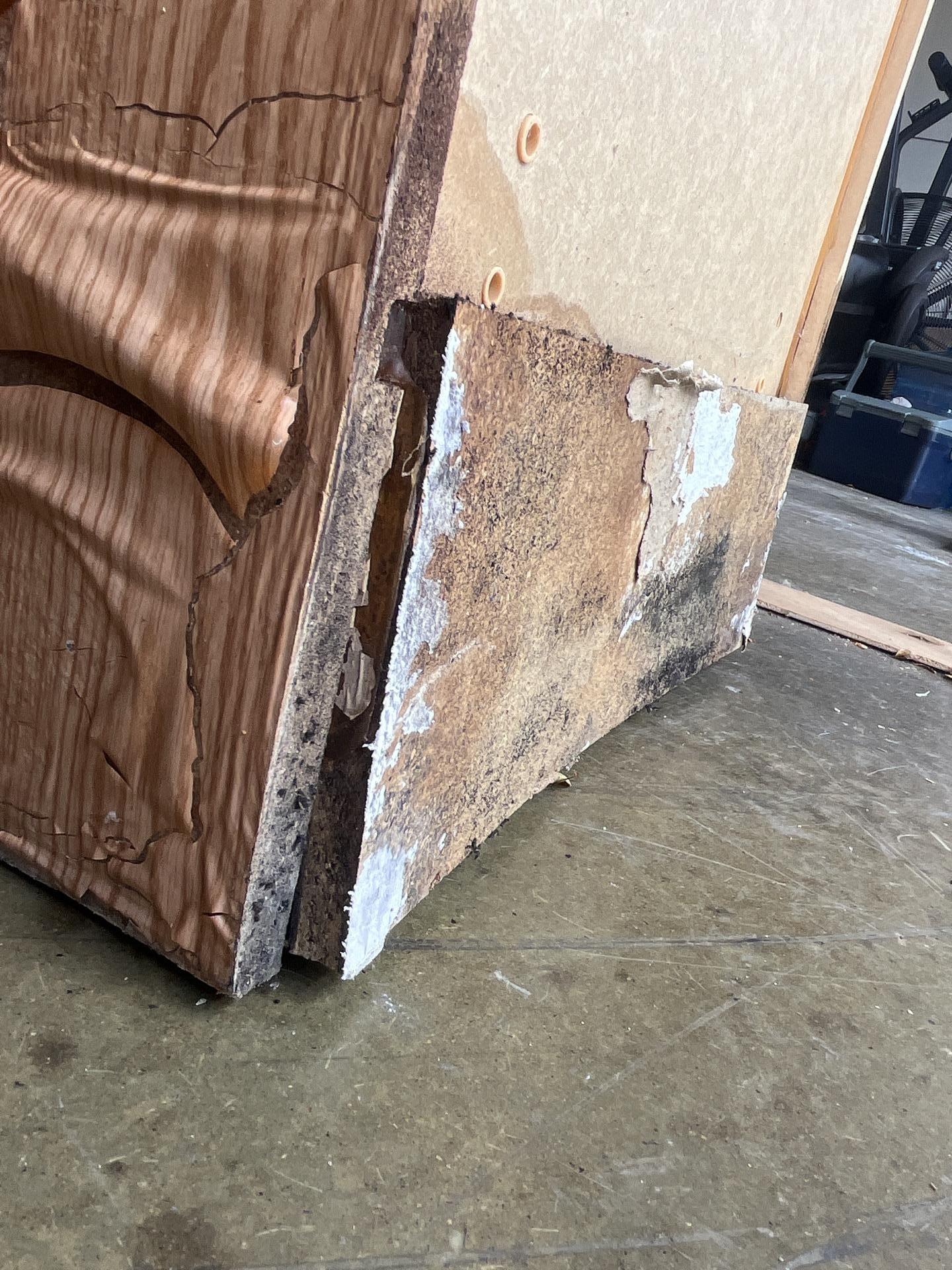 Water damaged kitchen materials