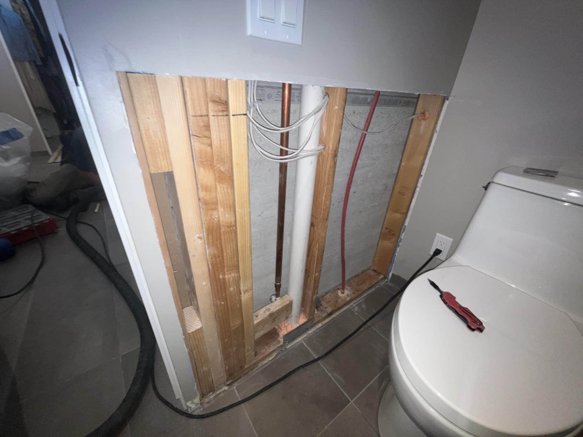 Drywall removal revealing hidden damage