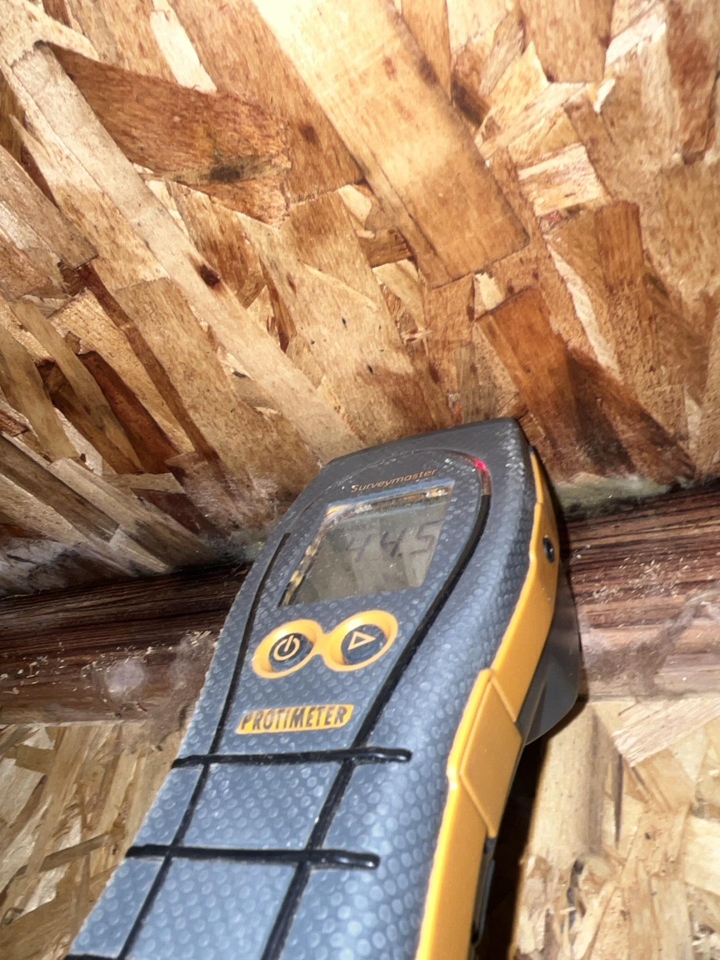 Moisture meter readings documenting saturation levels