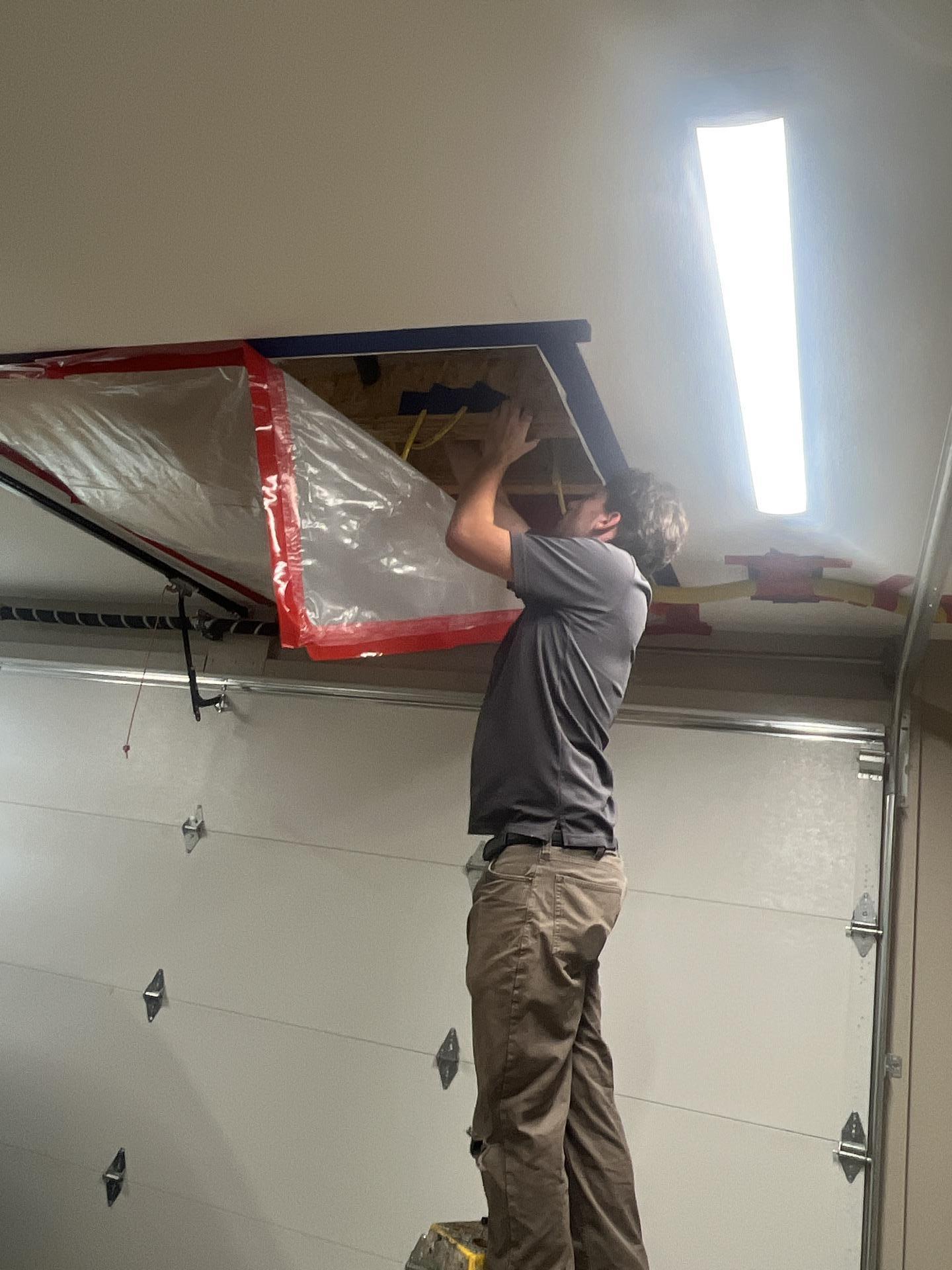 Containment setup in affected ceiling area