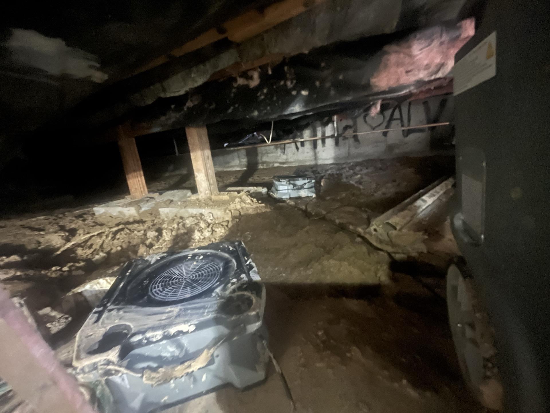 Standing water in crawlspace from burst water main