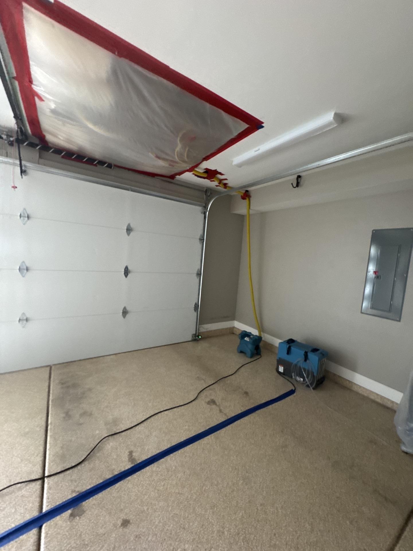 Commercial dehumidification equipment setup in garage