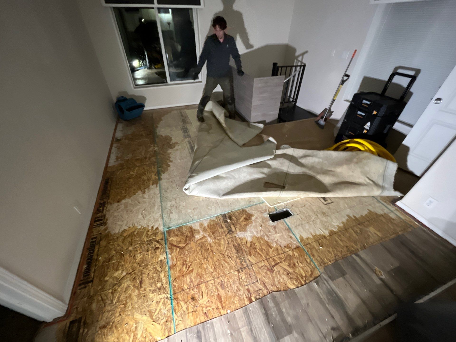 Final stages of water damage restoration