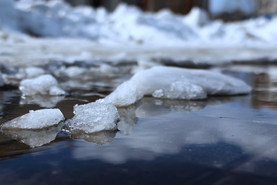 Spring snowmelt near a Colorado mountain home on the Western Slope