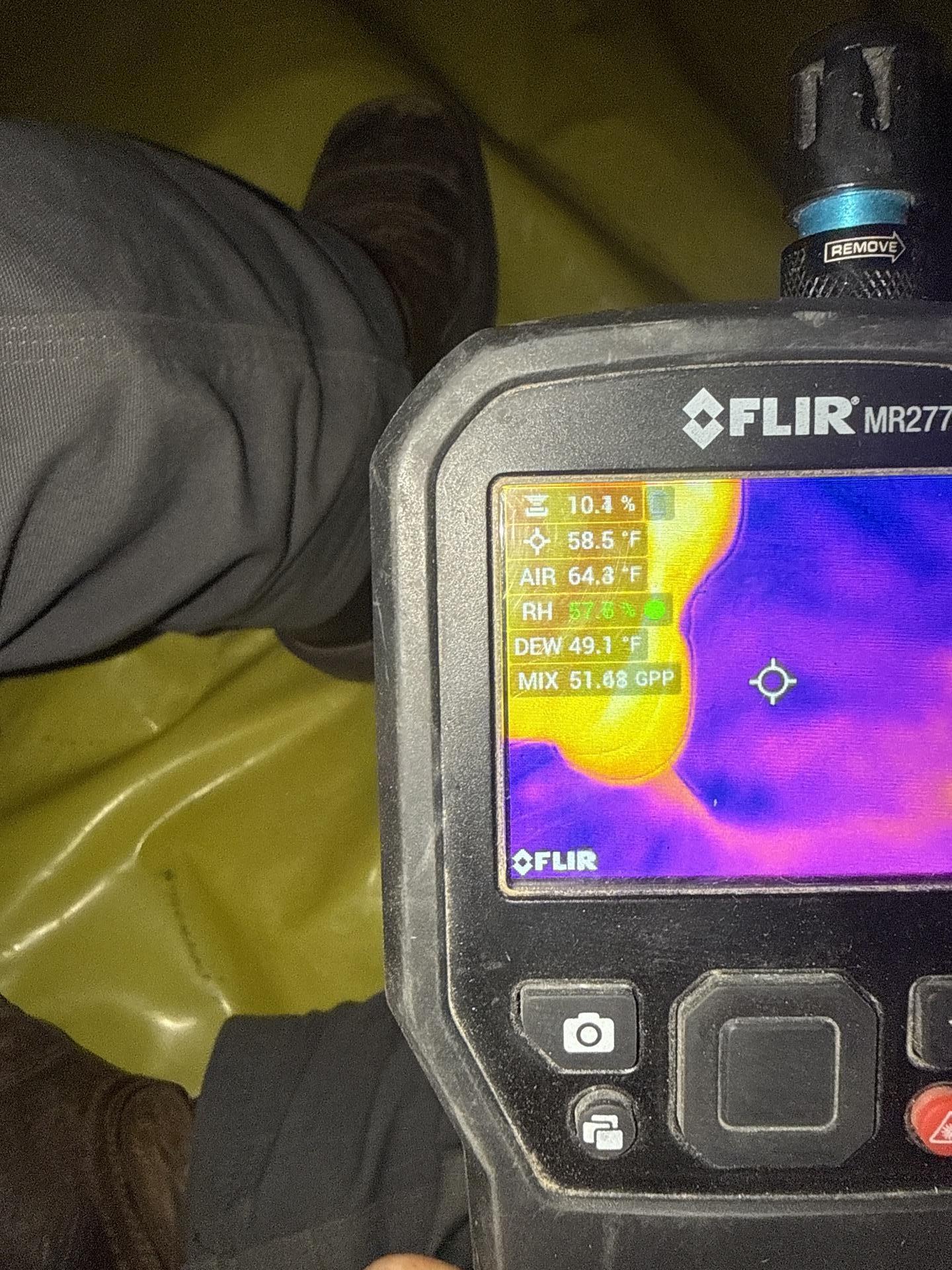 Damp wood joists in a Marble CO crawlspace with suspected microbial growth