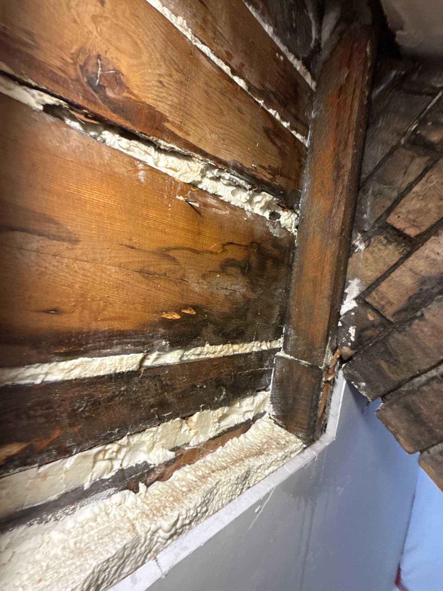 Chimney brick surfaces cleaned and treated during the loft restoration