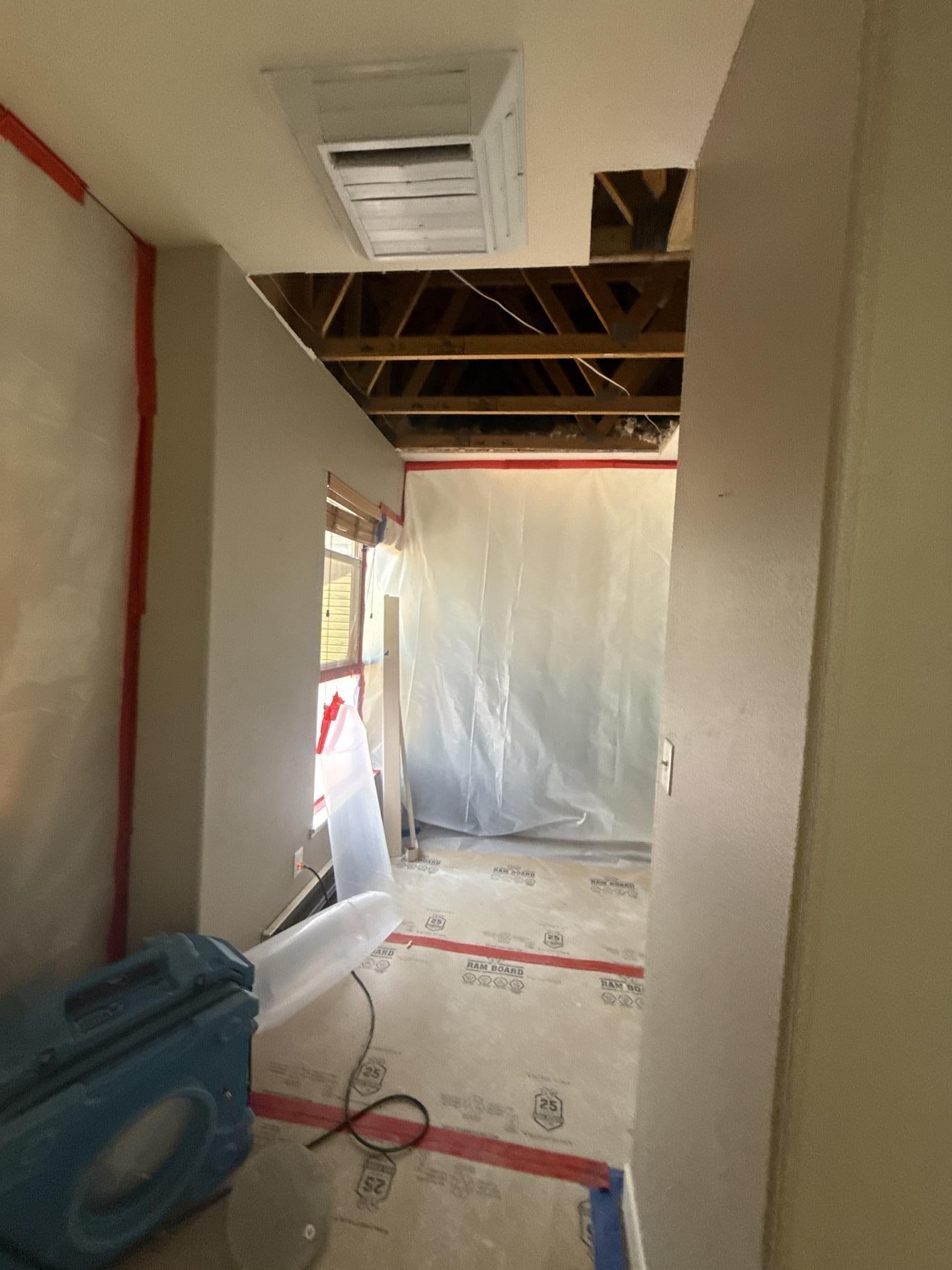 Cleaned structural framing ready for antimicrobial treatment